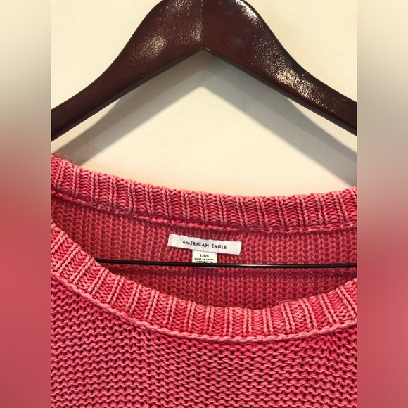 Pink American Eagle Chunky Knit Distressed Sweater - Picture 3 of 5